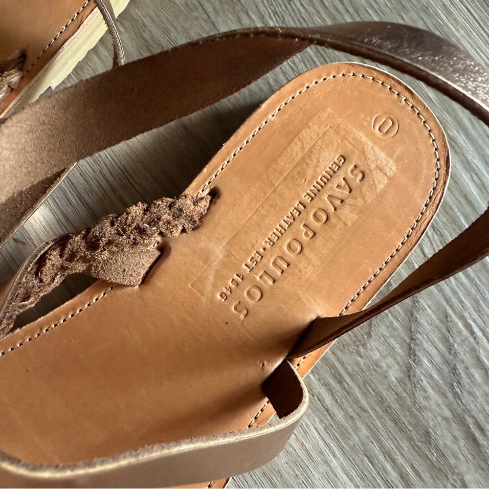 Savopoulos Greek Rose Gold Strappy Leather Sandals - Picture 7 of 10